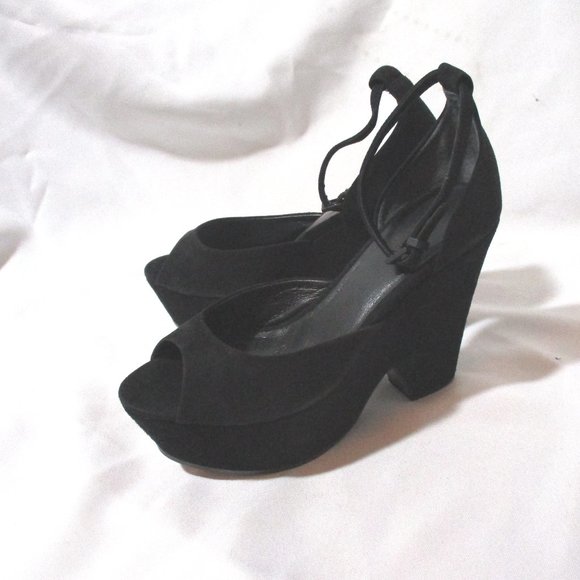 NEW CELINE PARIS ITALY Platform Sandal Shoe BLACK Suede High Heel 36 - Picture 2 of 9